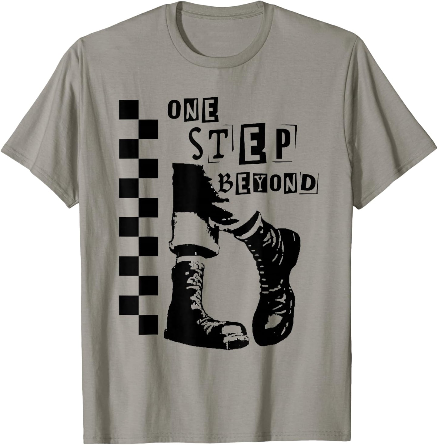 2 Tone Ska One Step Beyond Music Checkerboard T-Shirt - T-Shirt | Sand