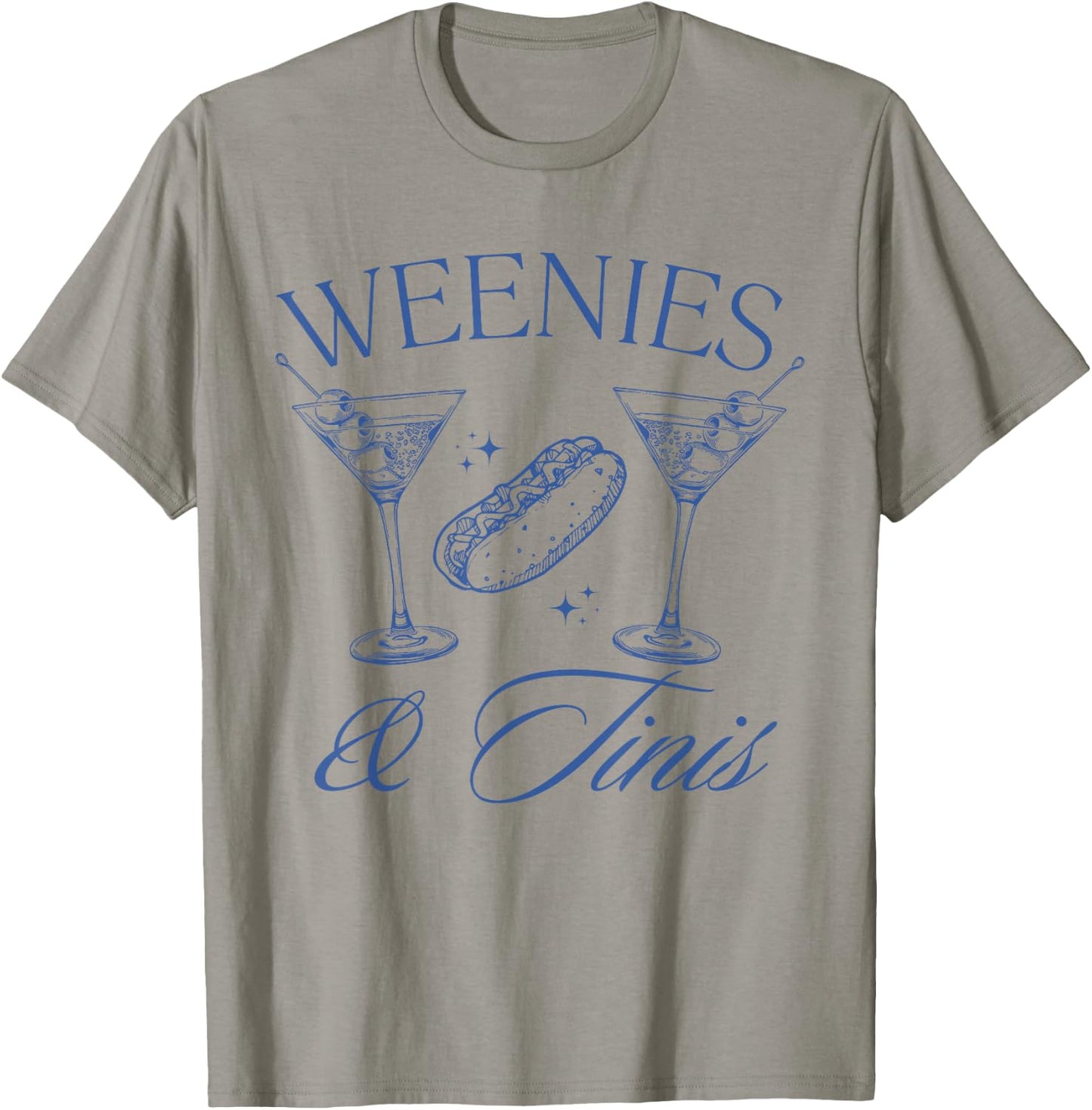 Weenies and Tinis Hot Dogs with Martini Cocktail Party T-Shirt - T-Shirt | Sand