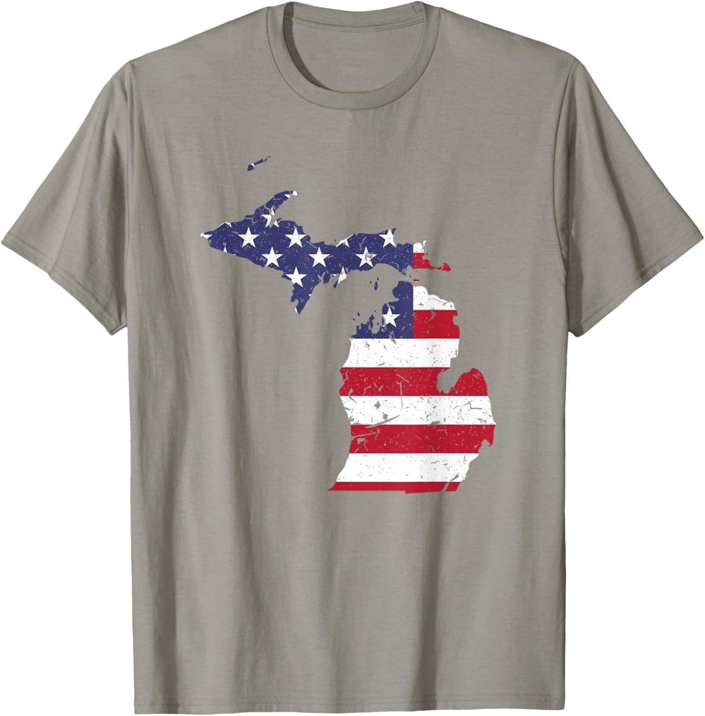 Michigan Map State American Flag Shirt 4th Of July Pride Kids Men T-Shirt - T-Shirt | Sand