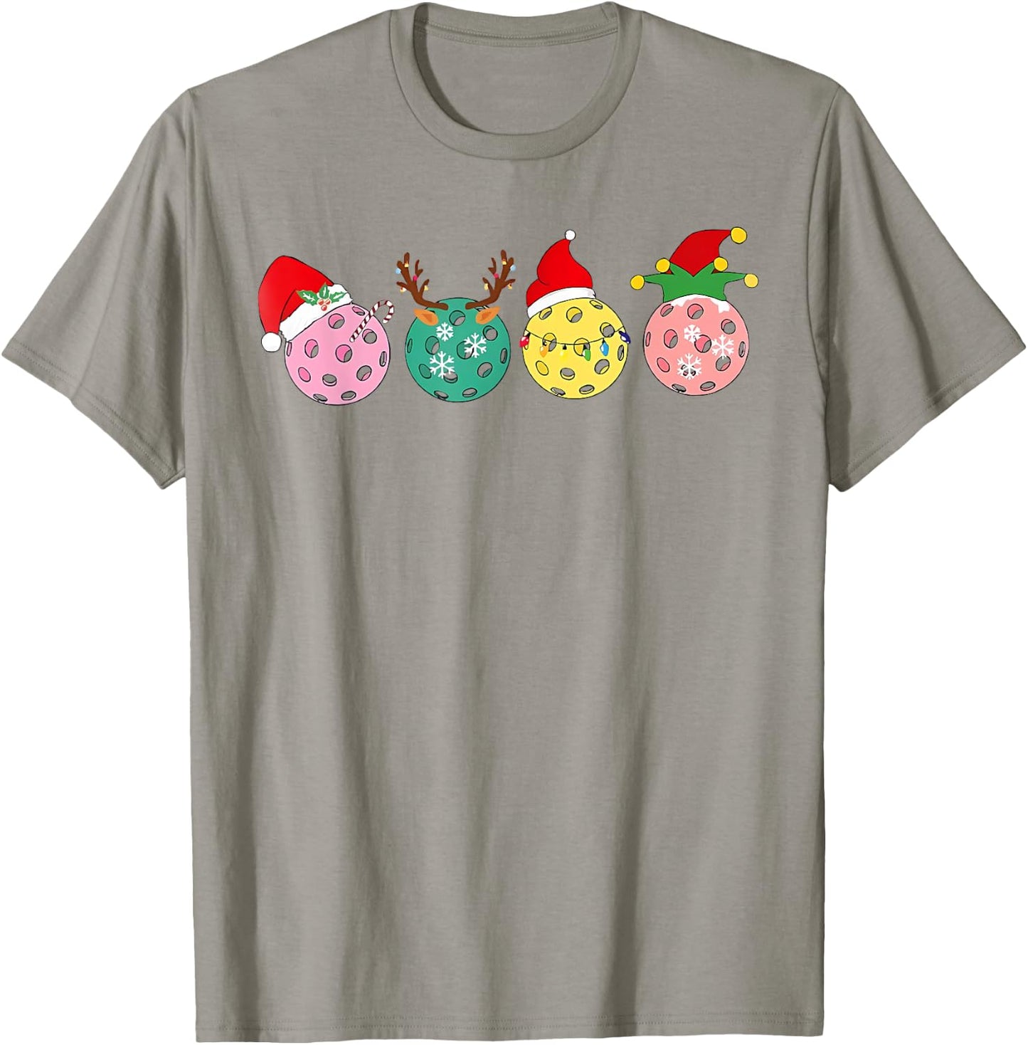 Christmas Pickleball Player Xmas Lights Reindeer ELF Women T-Shirt - T-Shirt | Sand