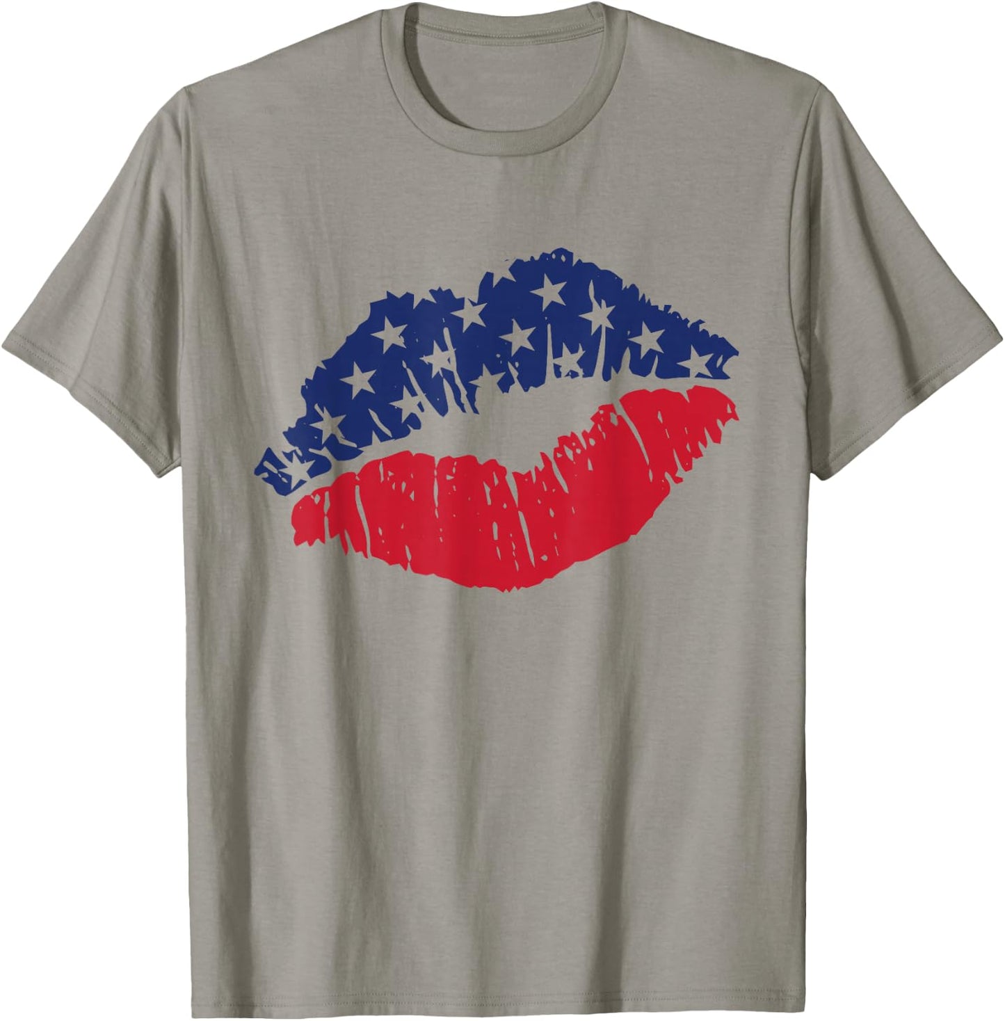 4th of July USA Flag Kiss Lips Patriotic T-Shirt - T-Shirt | Sand