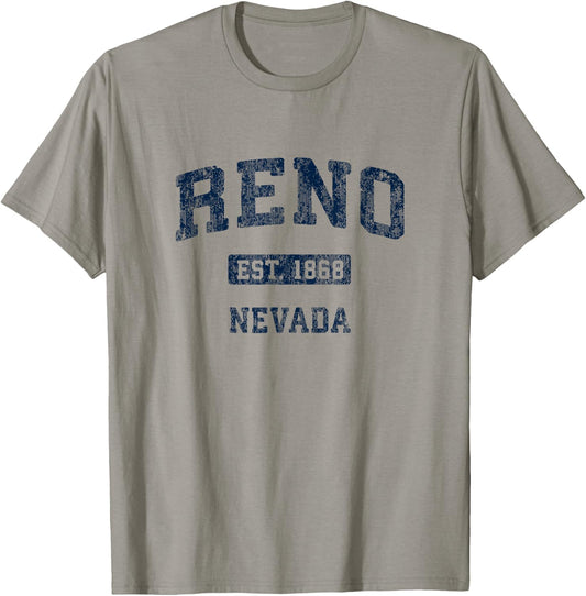 Reno Nevada NV Vintage Athletic Sports Design T-Shirt - T-Shirt | Sand