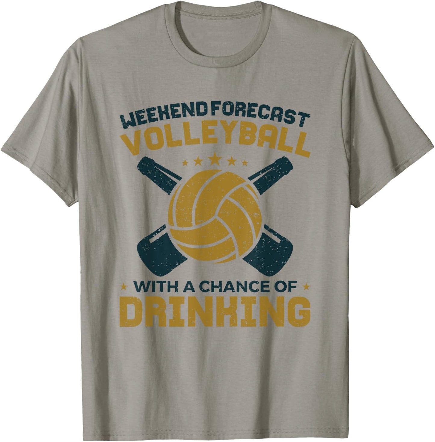 Funny Weekend Forecast Volleyball With Chance of Drinking T-Shirt - T-Shirt | Sand