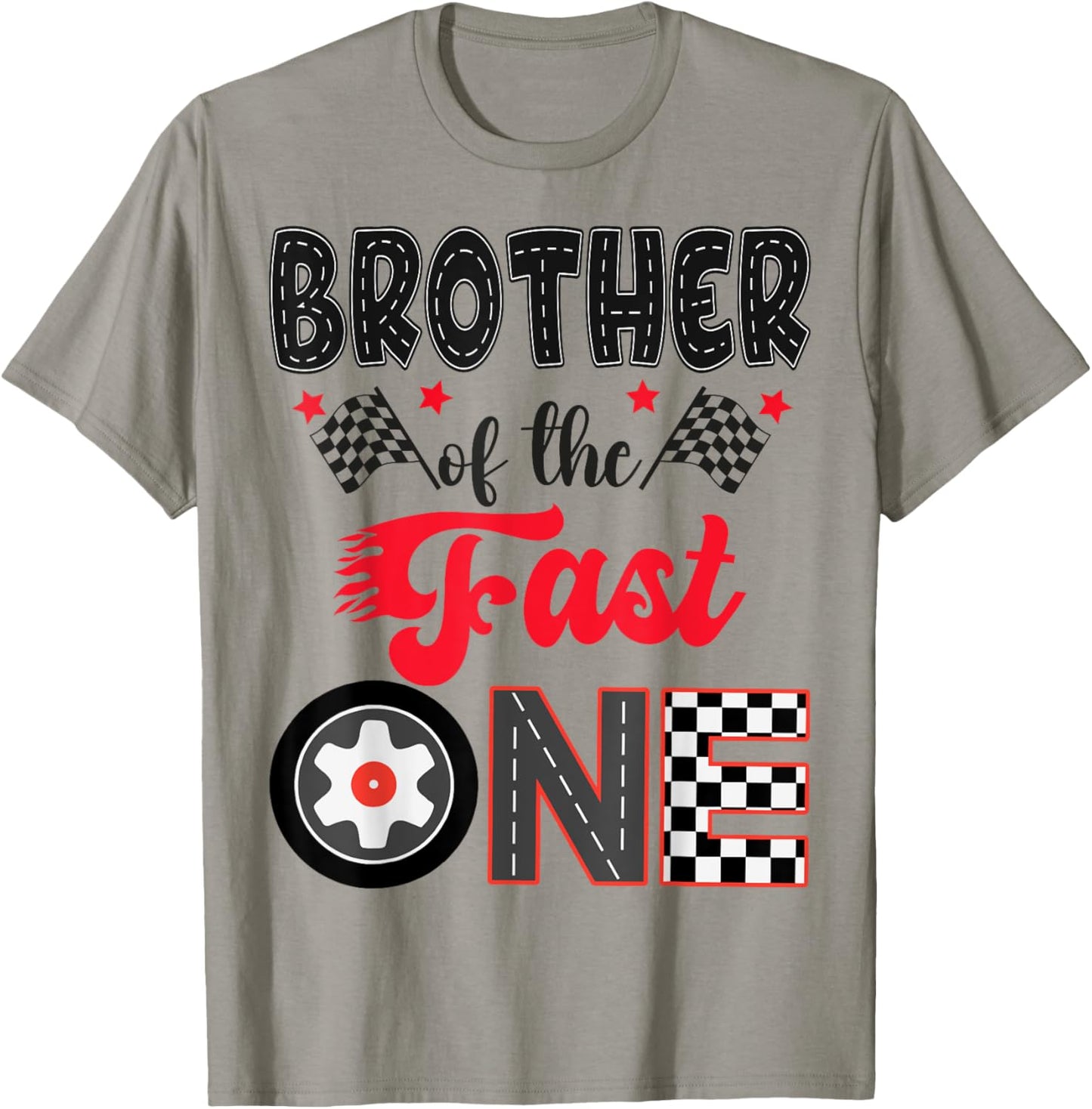 Brother Of The Fast One Car Racing Dad 1St Birthday Boy T-Shirt - T-Shirt | Sand