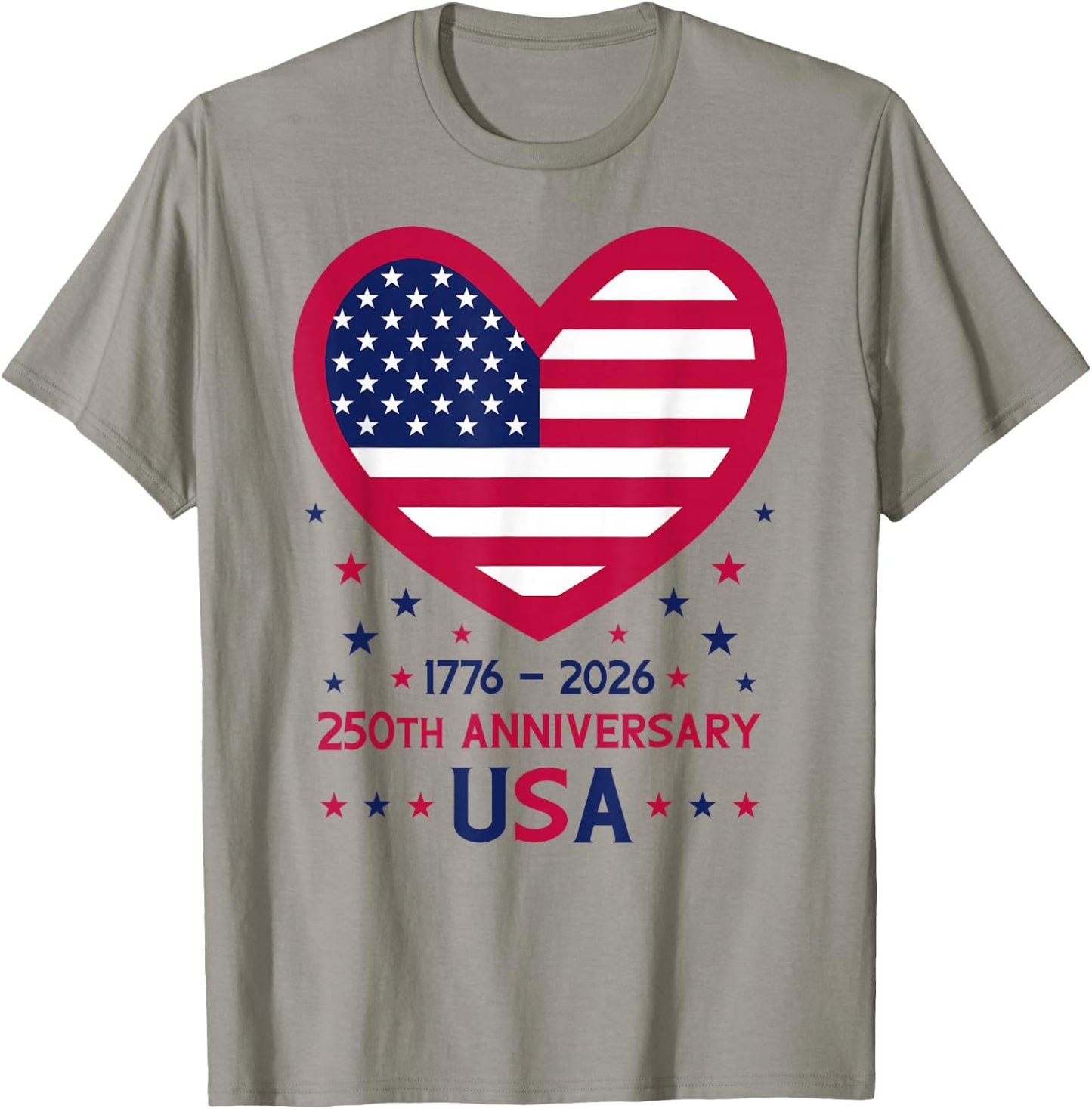 250th Anniversary USA Heart American Flag 250 Years America T-Shirt - T-Shirt | Sand
