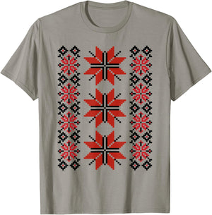 Noi Suntem Romani Traditional Romanian Folk Art Motifs T-Shirt - T-Shirt | Sand