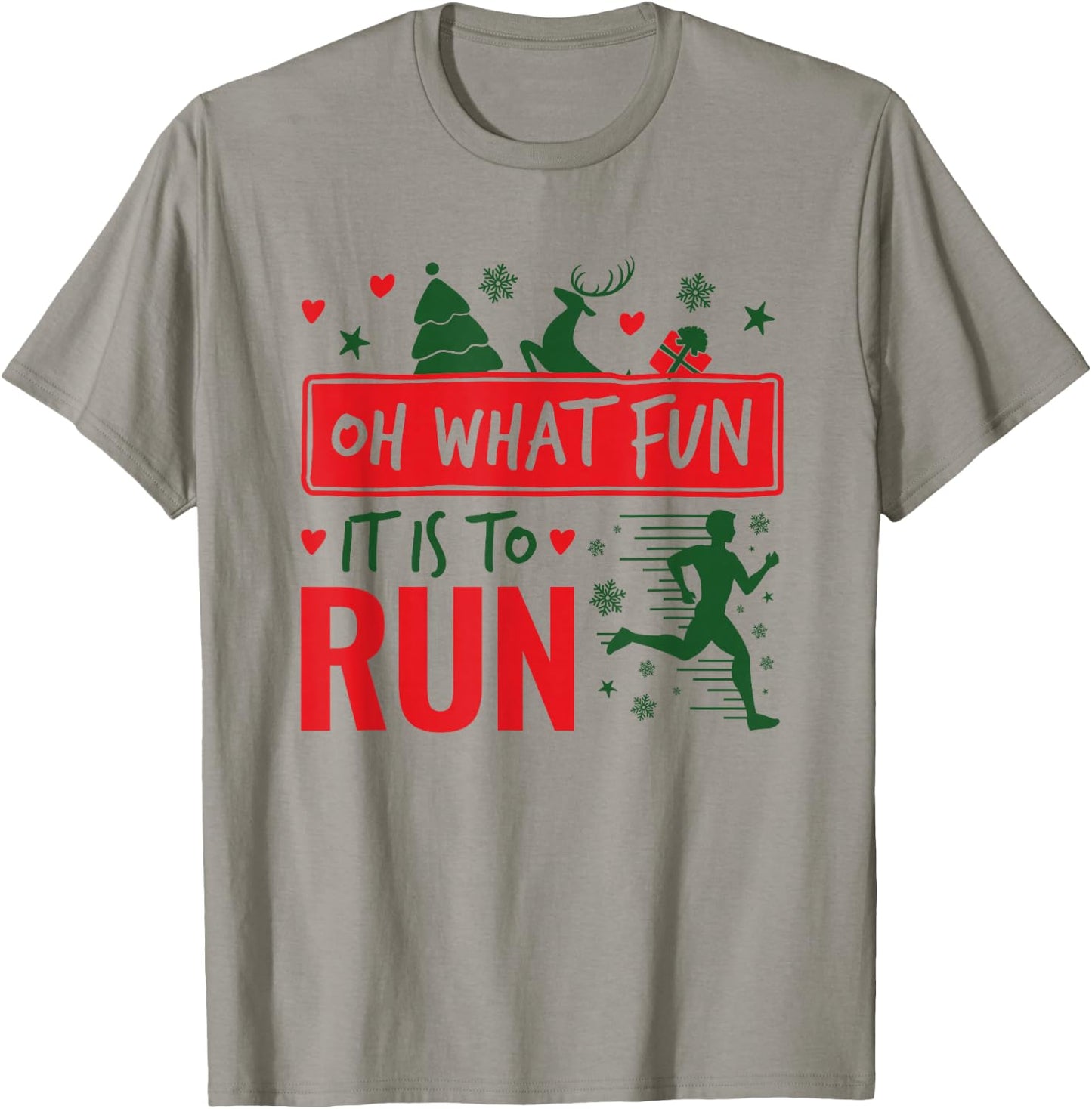 Oh What Fun It Is To Run Runner Christmas T-Shirt - T-Shirt | Sand