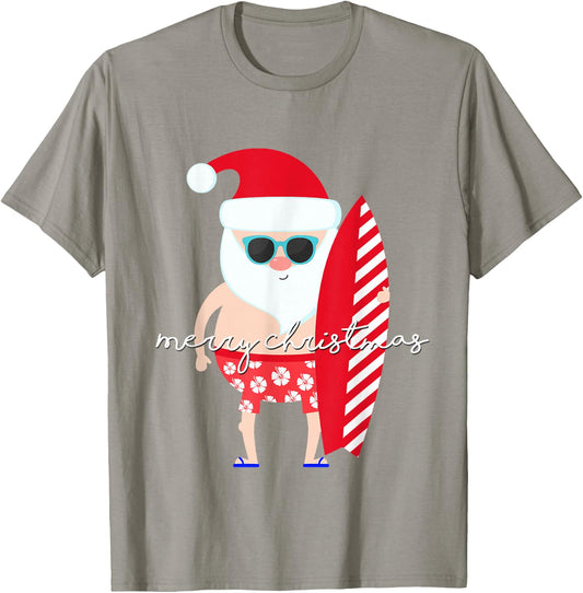 Surfer Santa Surfing Matching Family for Christmas Vacation T-Shirt - T-Shirt | Sand