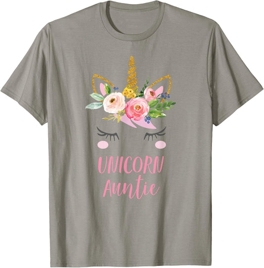 Cute Unicorn Aunt Shirt, Boho Auntie Unicorn Gift T-Shirt - T-Shirt | Sand