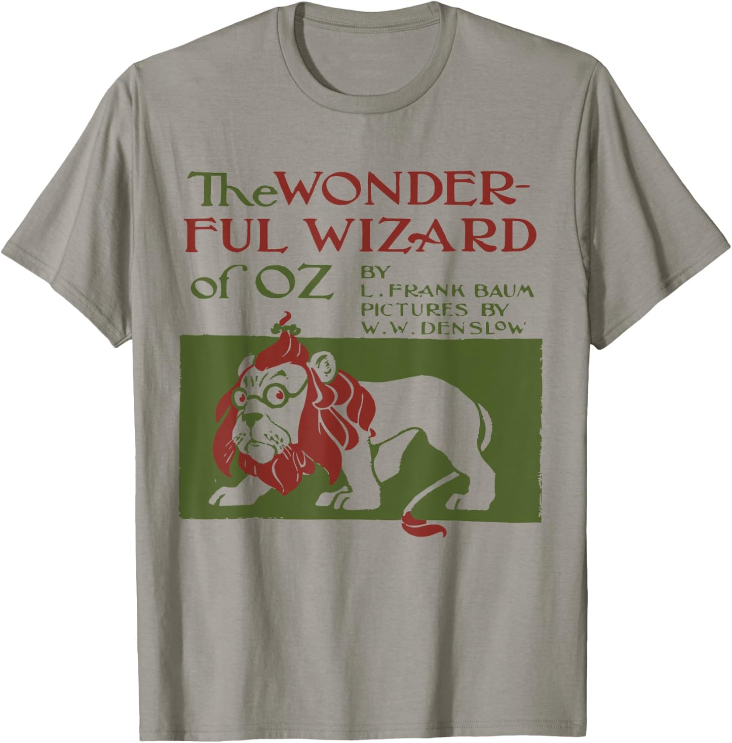 Vintage Classic Book Cover Wizard of Oz, Cowardly Brave Lion T-Shirt - T-Shirt | Sand