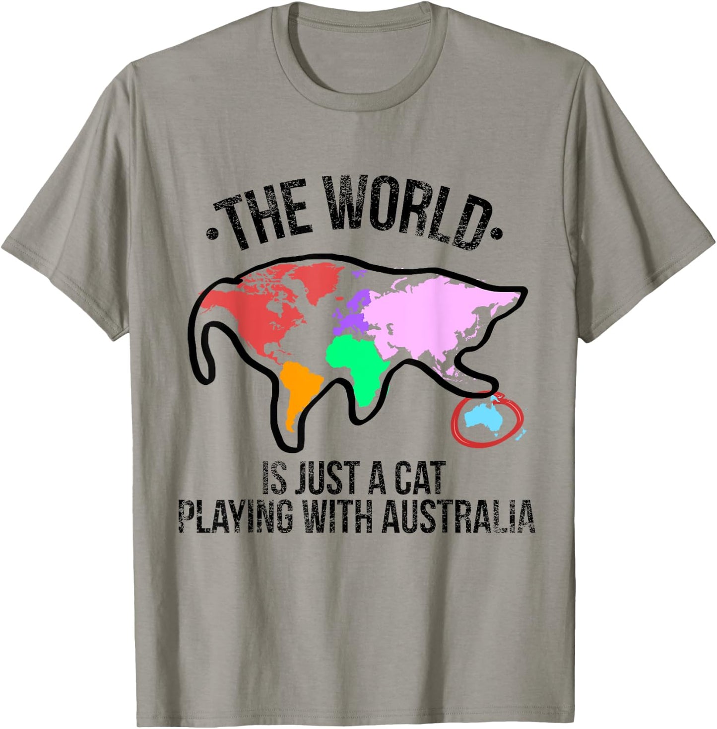 The World Is A Cat Playing With Australia Short Sleeve T-Shirt - T-Shirt | Sand