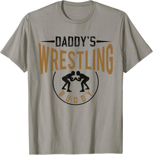 Daddys Wrestling Buddy Wrestler Daughter Son Boys Girls Kids T-Shirt - T-Shirt | Sand