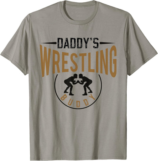Daddys Wrestling Buddy Wrestler Daughter Son Boys Girls Kids T-Shirt - T-Shirt | Sand