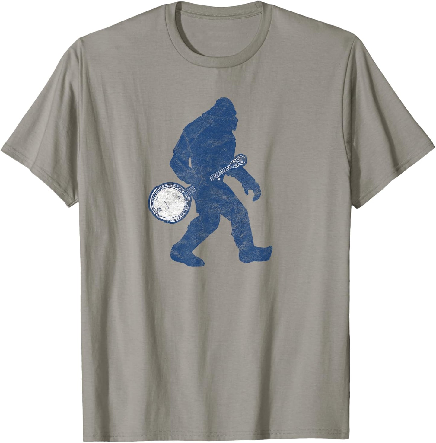 Bigfoot & Banjo - Sasquatch Silhouette Retro Bluegrass T-Shirt - T-Shirt | Sand