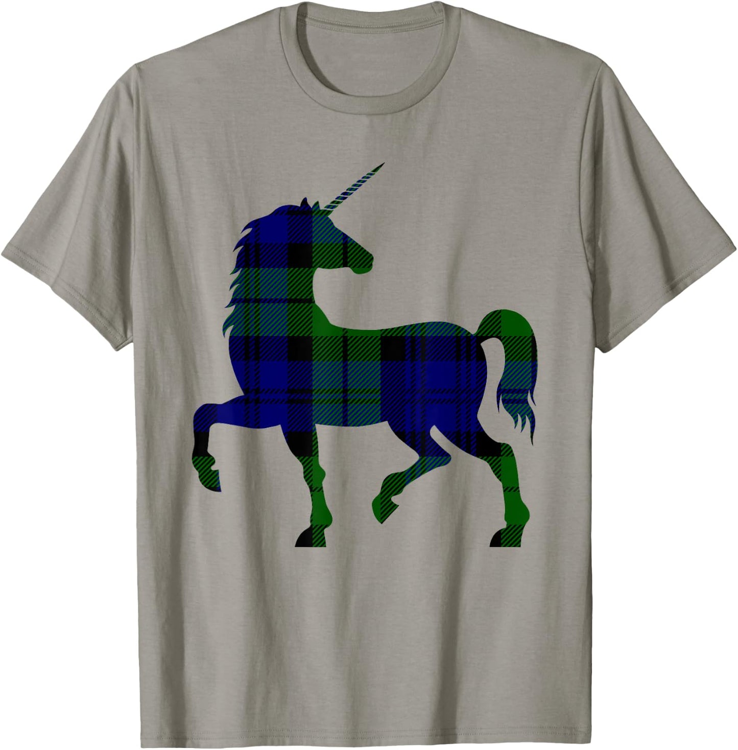 Black Watch Plaid Unicorn Scottish Pride Tartan T-Shirt - T-Shirt | Sand