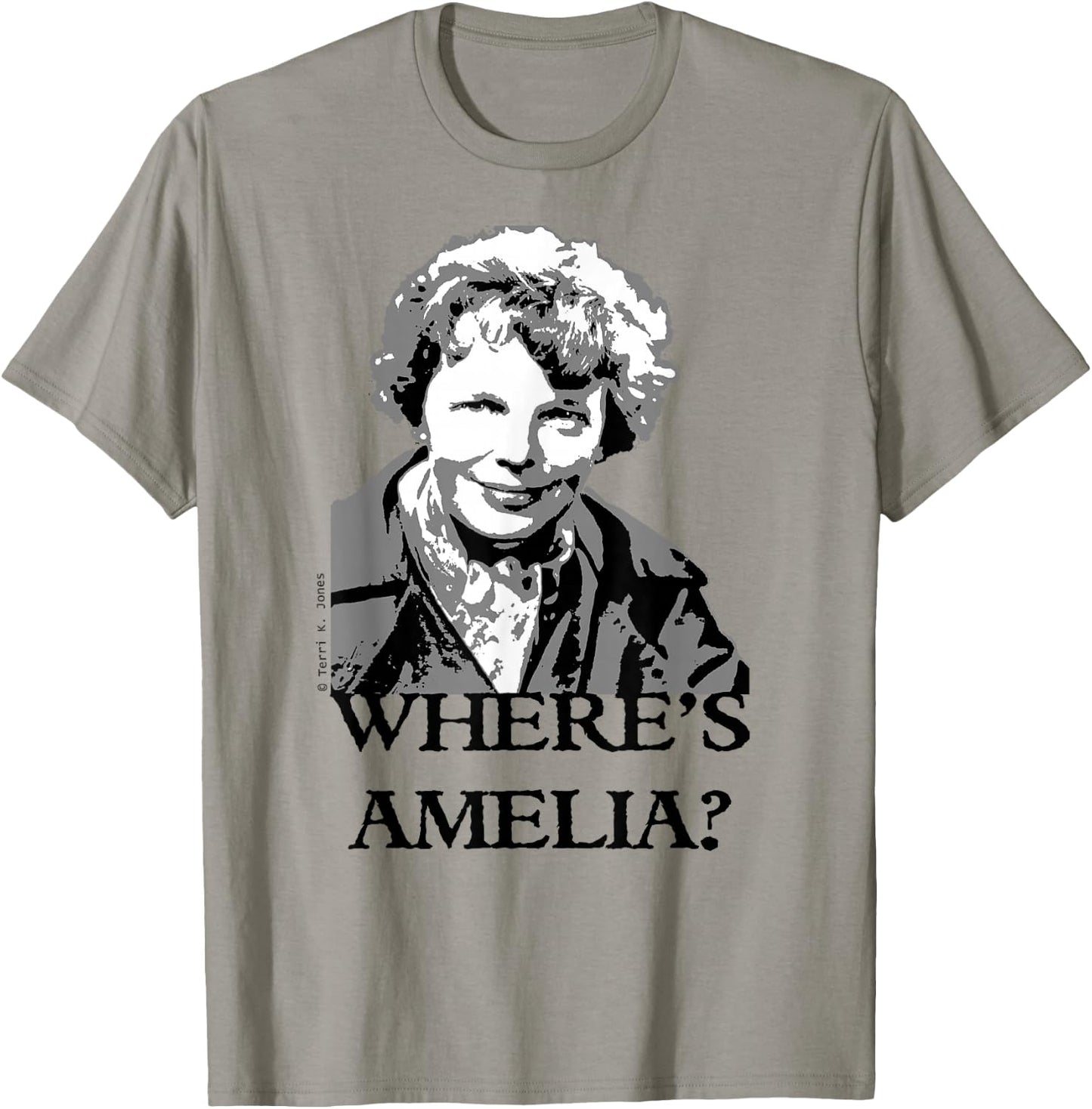 Where's Amelia? Missing Person Female Aviator T-Shirt - T-Shirt | Sand