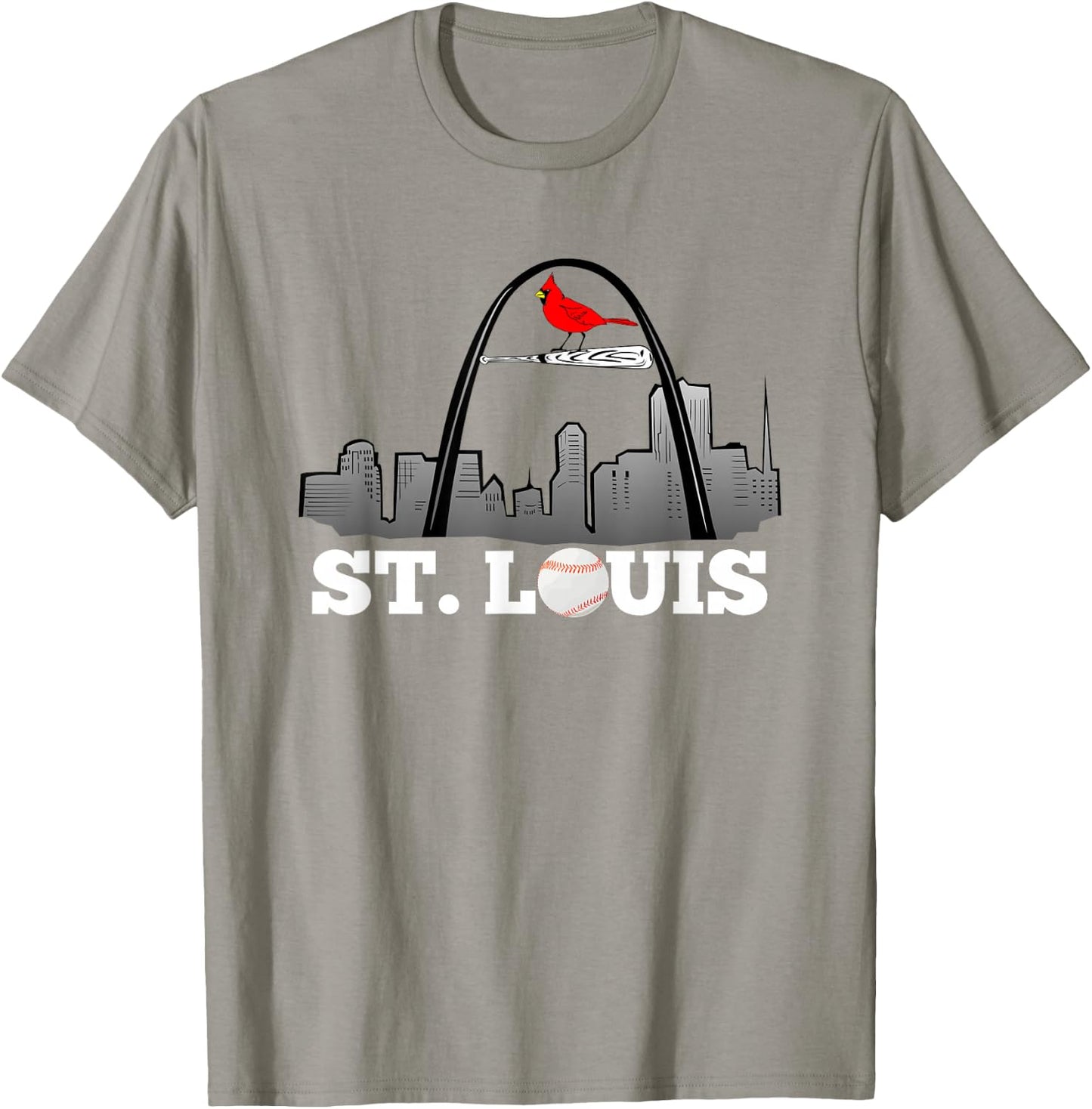 Saint Louis Red Cardinal Skyline Design T-Shirt - T-Shirt | Sand