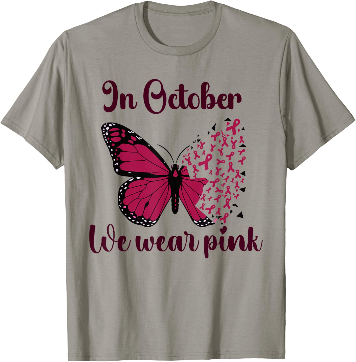 Halloween In October We Wear Pink Breast Cancer Awareness T-Shirt - T-Shirt | Sand