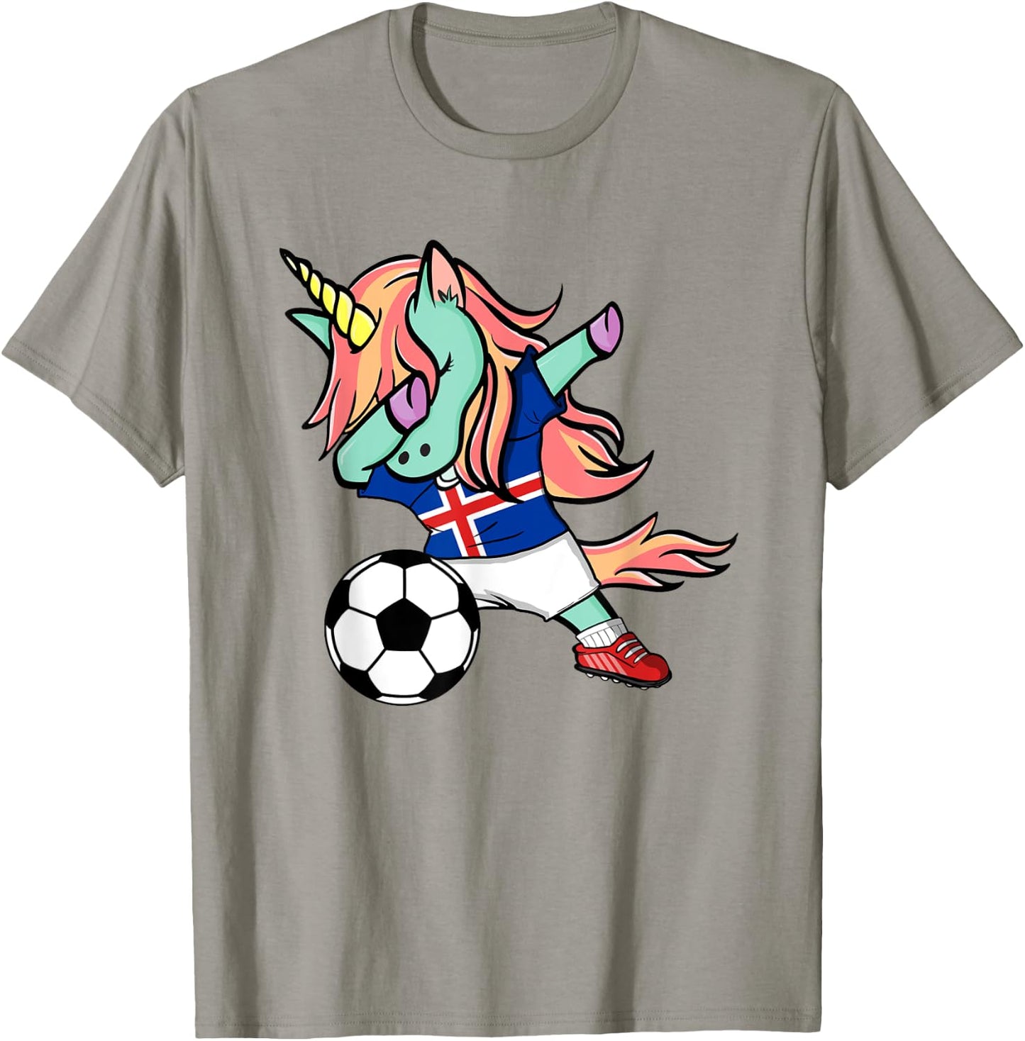 Dabbing Unicorn Soccer Iceland Jersey Icelandic Football T-Shirt - T-Shirt | Sand