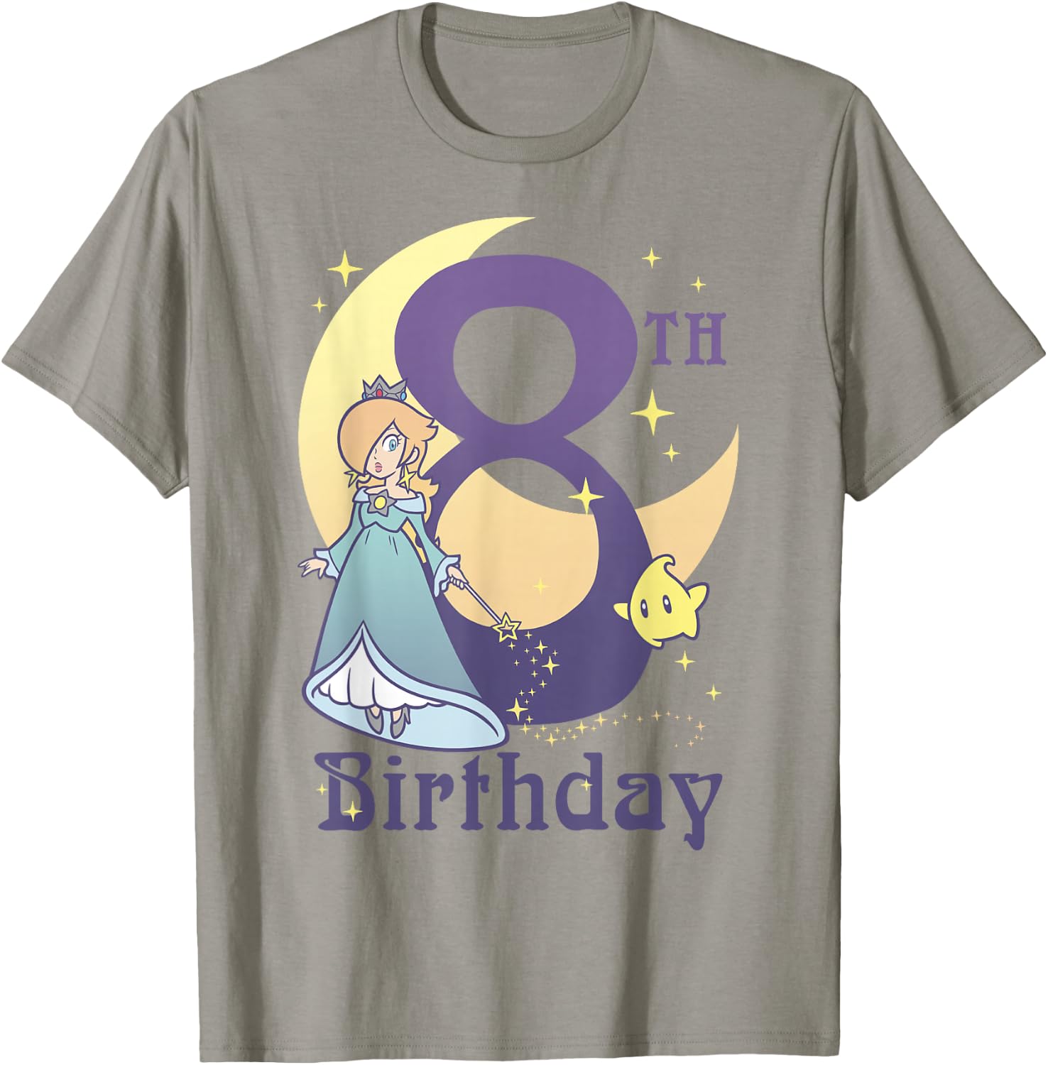 Super Mario Rosalina And Luma 8th Birthday Moon Portrait T-Shirt - T-Shirt | Sand