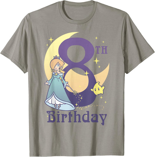Super Mario Rosalina And Luma 8th Birthday Moon Portrait T-Shirt - T-Shirt | Sand
