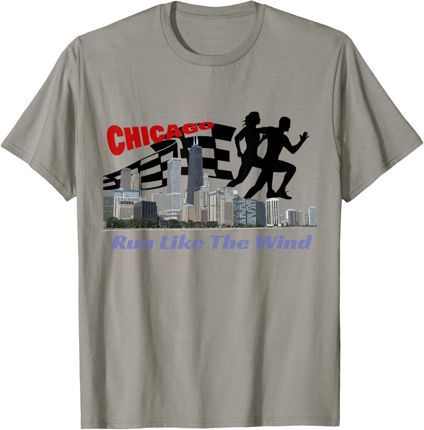 Chicago Run Like The Wind Marathon Runner 26.2 T-Shirt - T-Shirt | Sand