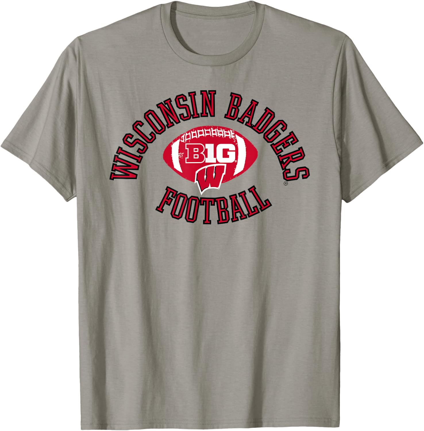 Wisconsin Badgers Big 10 Football Huddle Gray T-Shirt - T-Shirt | Sand