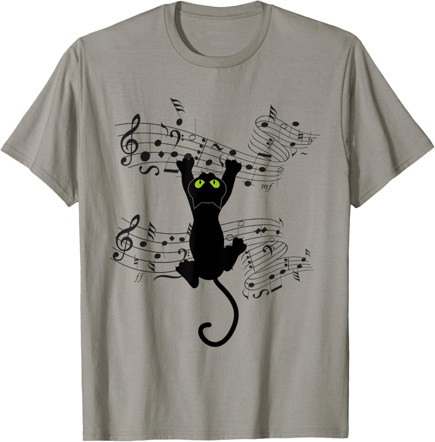Funny Cat Kitty Playing Music Note Cat lover Gift Men Women Kids T-Shirt - T-Shirt | Sand