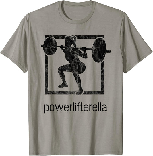 Powerlifterella Women Retro Squat Gym Lifting Workout T-Shirt - T-Shirt | Sand