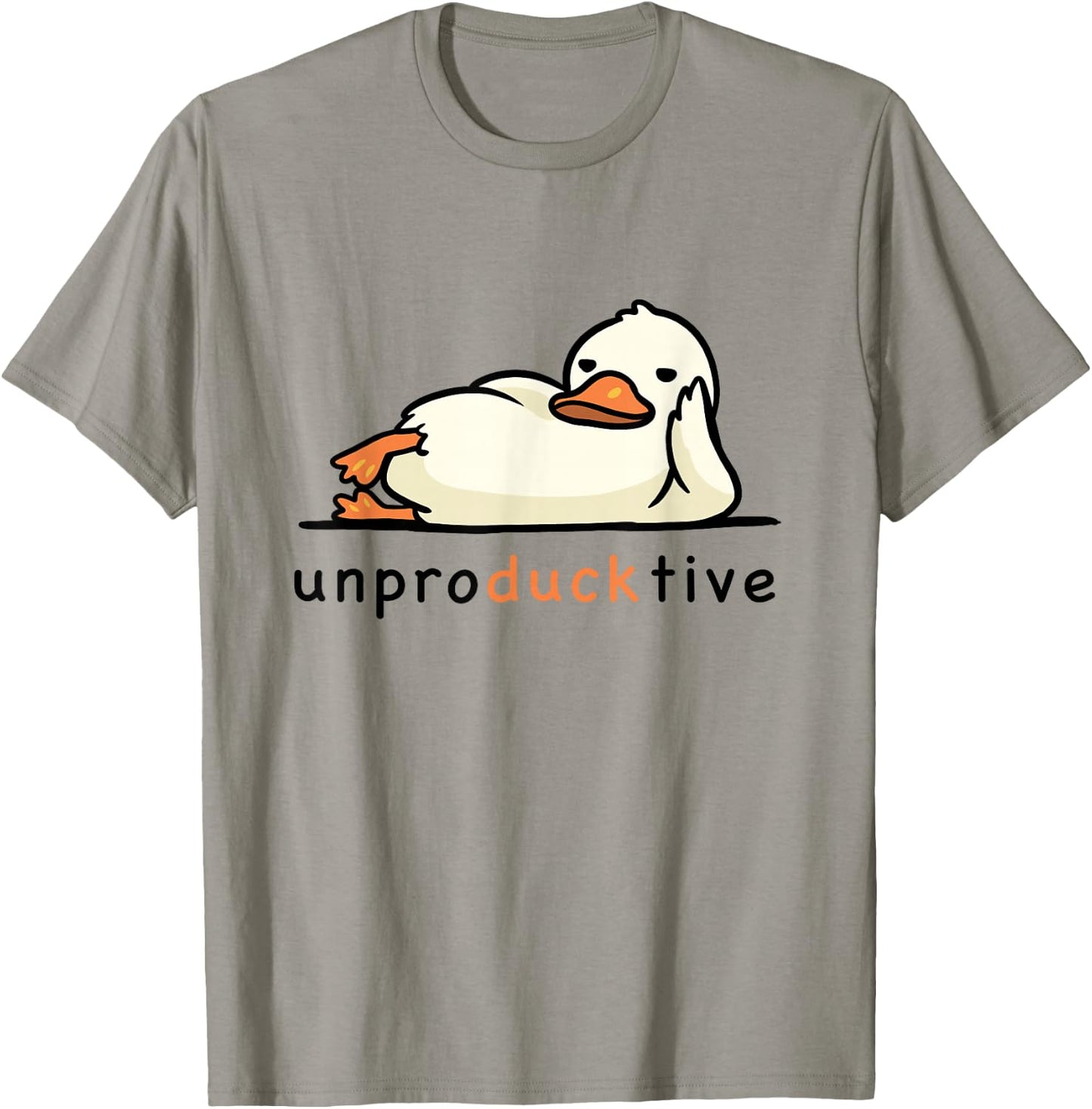 Unproducktive Lazy Duck Cartoon Design T-Shirt - T-Shirt | Sand