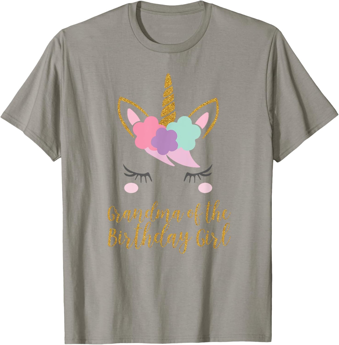 Cute Unicorn Grandma Shirt, Grandma of the Birthday Girl T-Shirt - T-Shirt | Sand