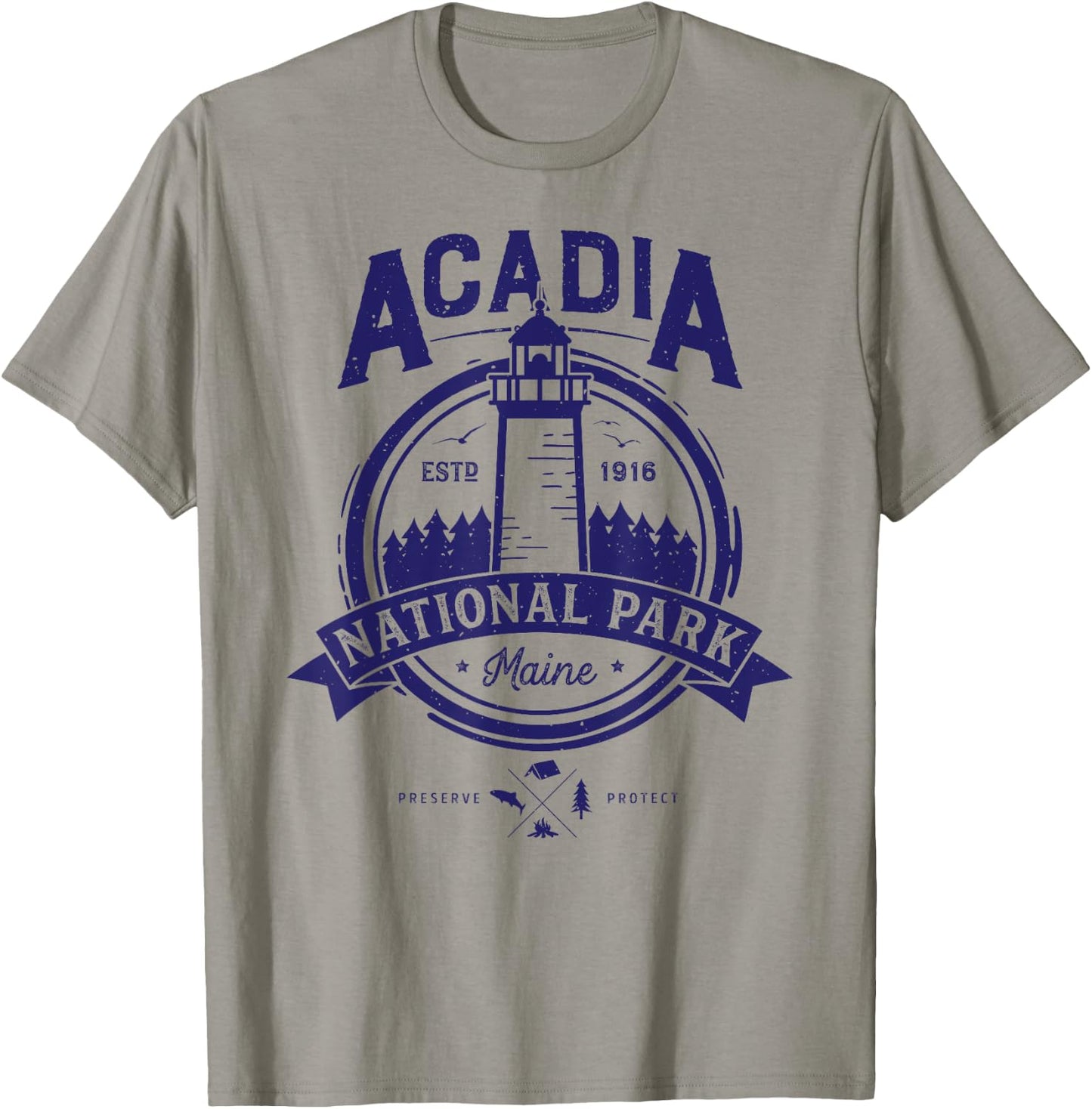 Acadia National Park T Shirt Maine Vintage Men Women Gifts T-Shirt - T-Shirt | Sand