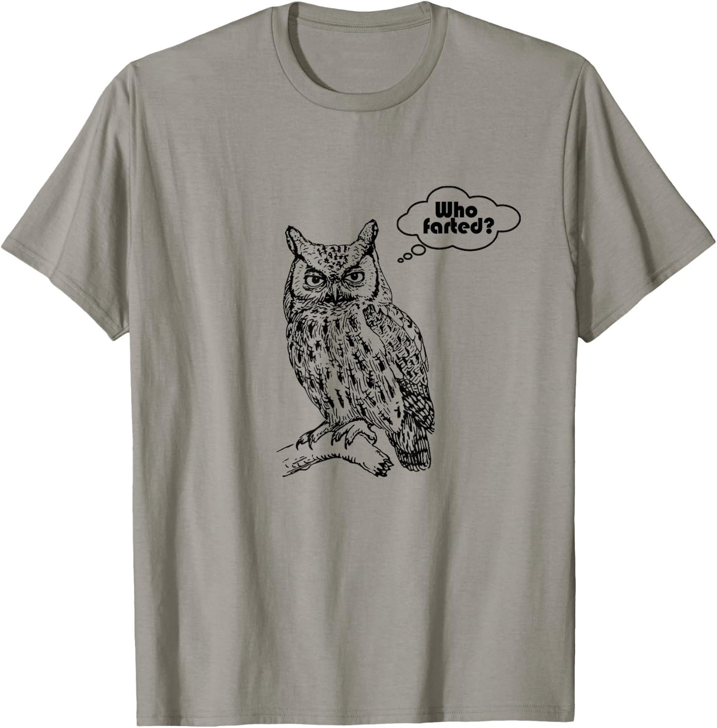 Who Farted? Owl Funny Awkward Moment T-Shirt - T-Shirt | Sand