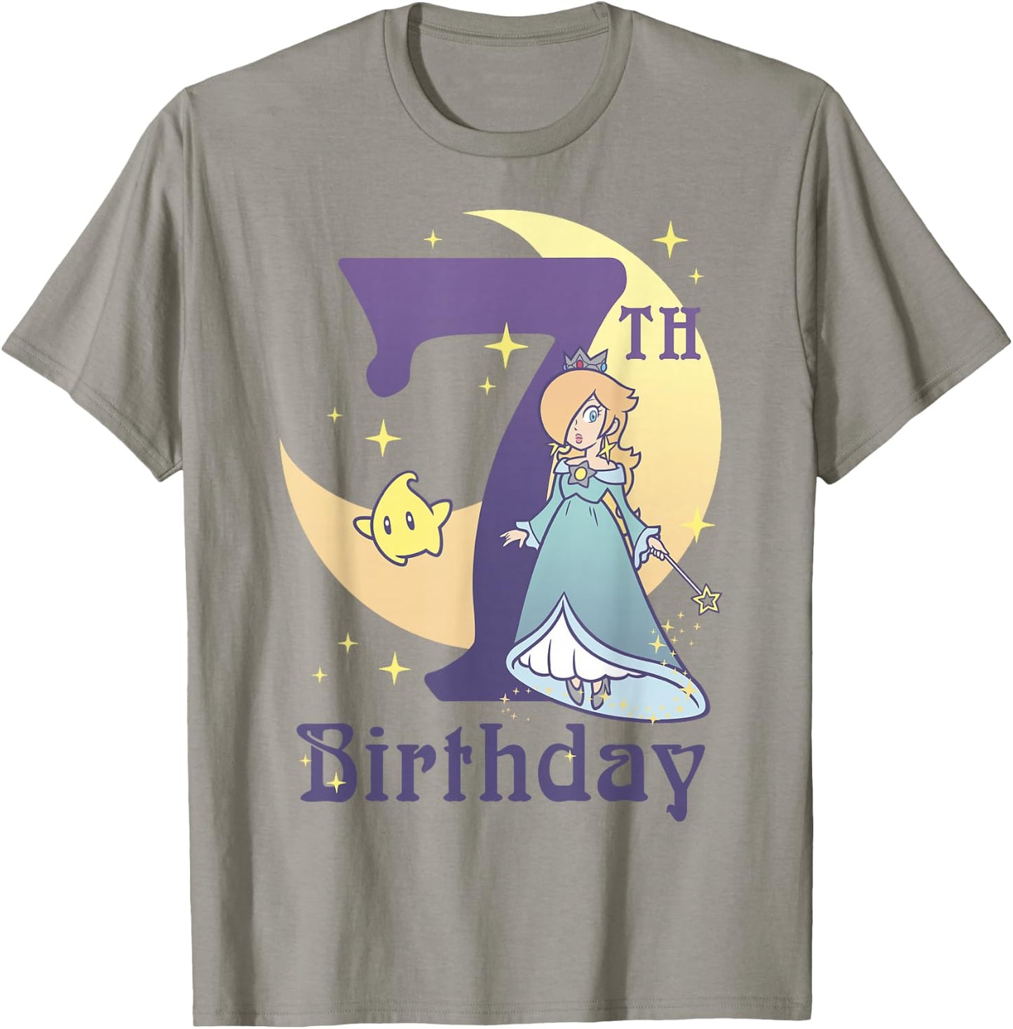 Super Mario Rosalina And Luma 7th Birthday Moon Portrait T-Shirt - T-Shirt | Sand