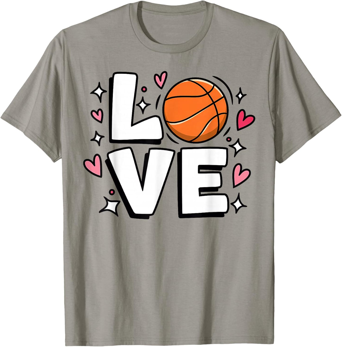 Cute Basketball LOVE Teen Girls and Women Sports Player T-Shirt - T-Shirt | Sand