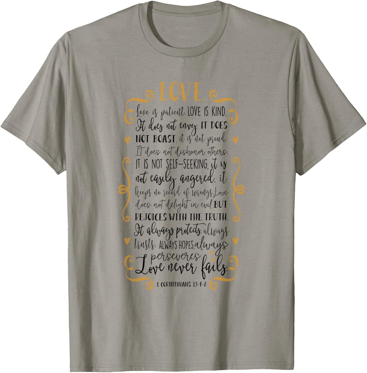 Love Is Patient 1 Corinthians 13:4-8 Bible Verse Shirt T-Shirt - T-Shirt | Sand