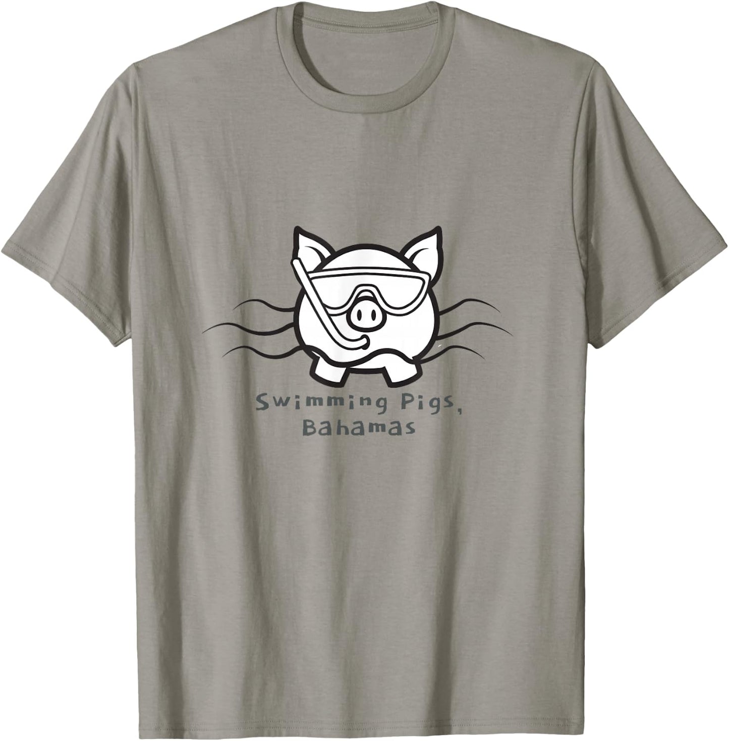 Bahamas Swimming Pigs Snorkeling Front & Back T-Shirt - T-Shirt | Sand