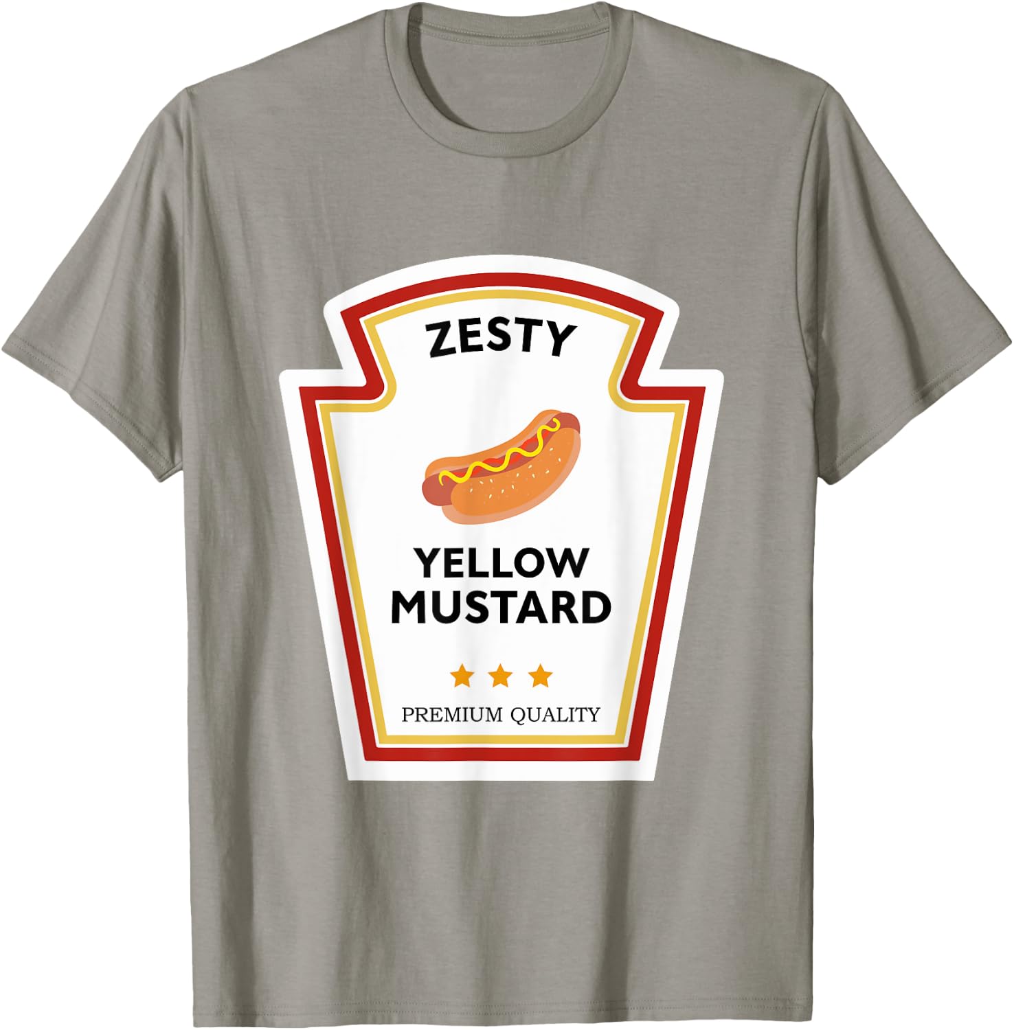Zesty Yellow Mustard Condiment Group Costume T-Shirt - T-Shirt | Sand