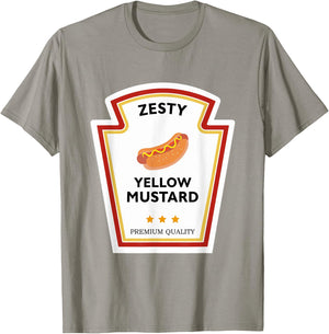 Zesty Yellow Mustard Condiment Group Costume T-Shirt - T-Shirt | Sand