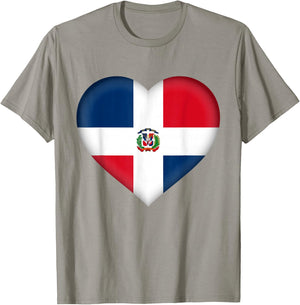 I Love Dominican Republic Shirt Dominican Flag Heart Outfit T-Shirt - T-Shirt | Sand