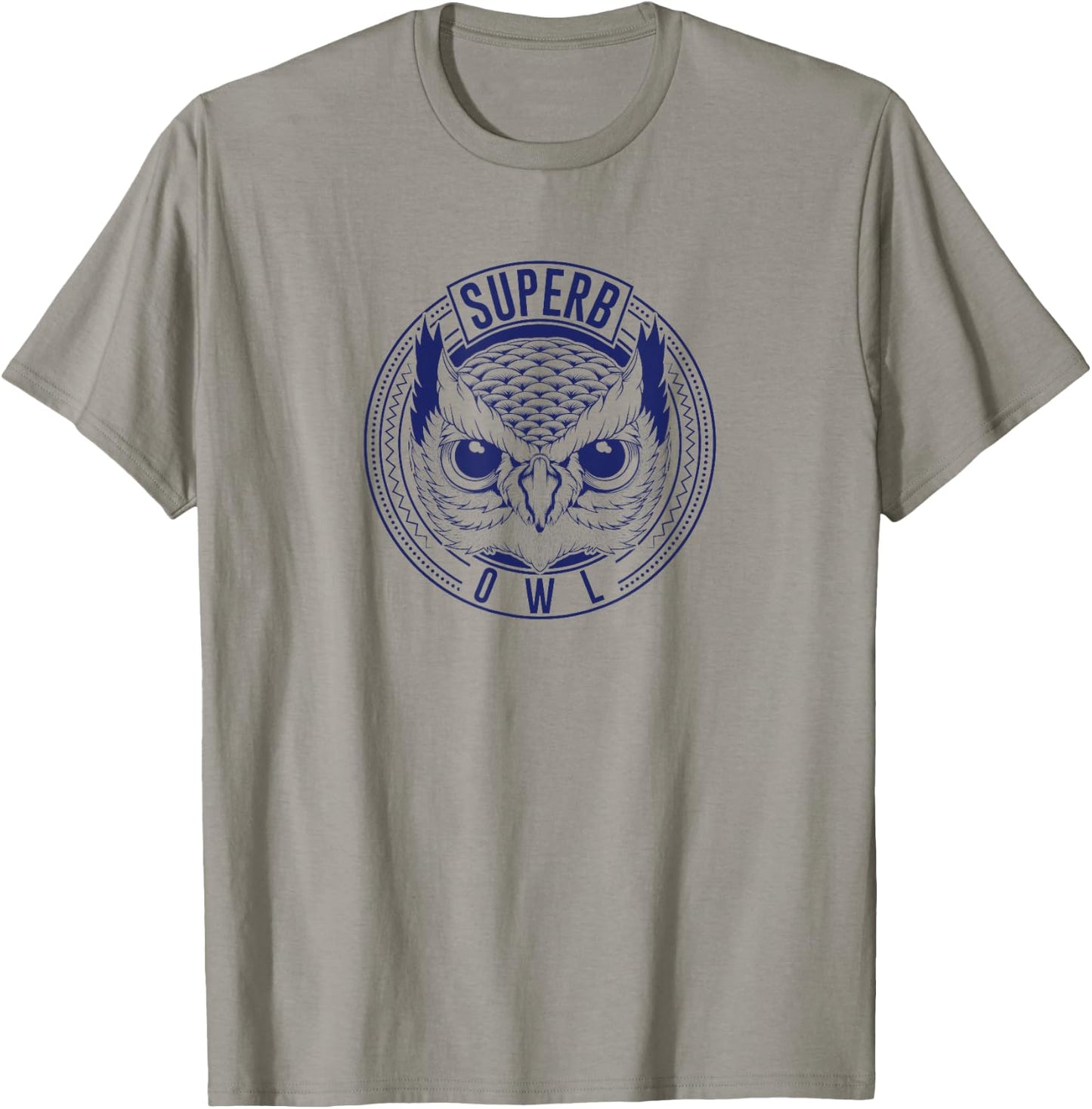 The Superb Owl Apparel - Grey Owl Print - -Adults, Kids - Small - Short Sleeve - Classic Fit - Polyester 100% T-Shirt - T-Shirt | Sand