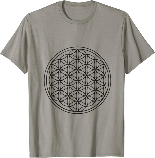 Classic Flower of Life Sacred Geometry Yoga New Age T-Shirt - T-Shirt | Sand
