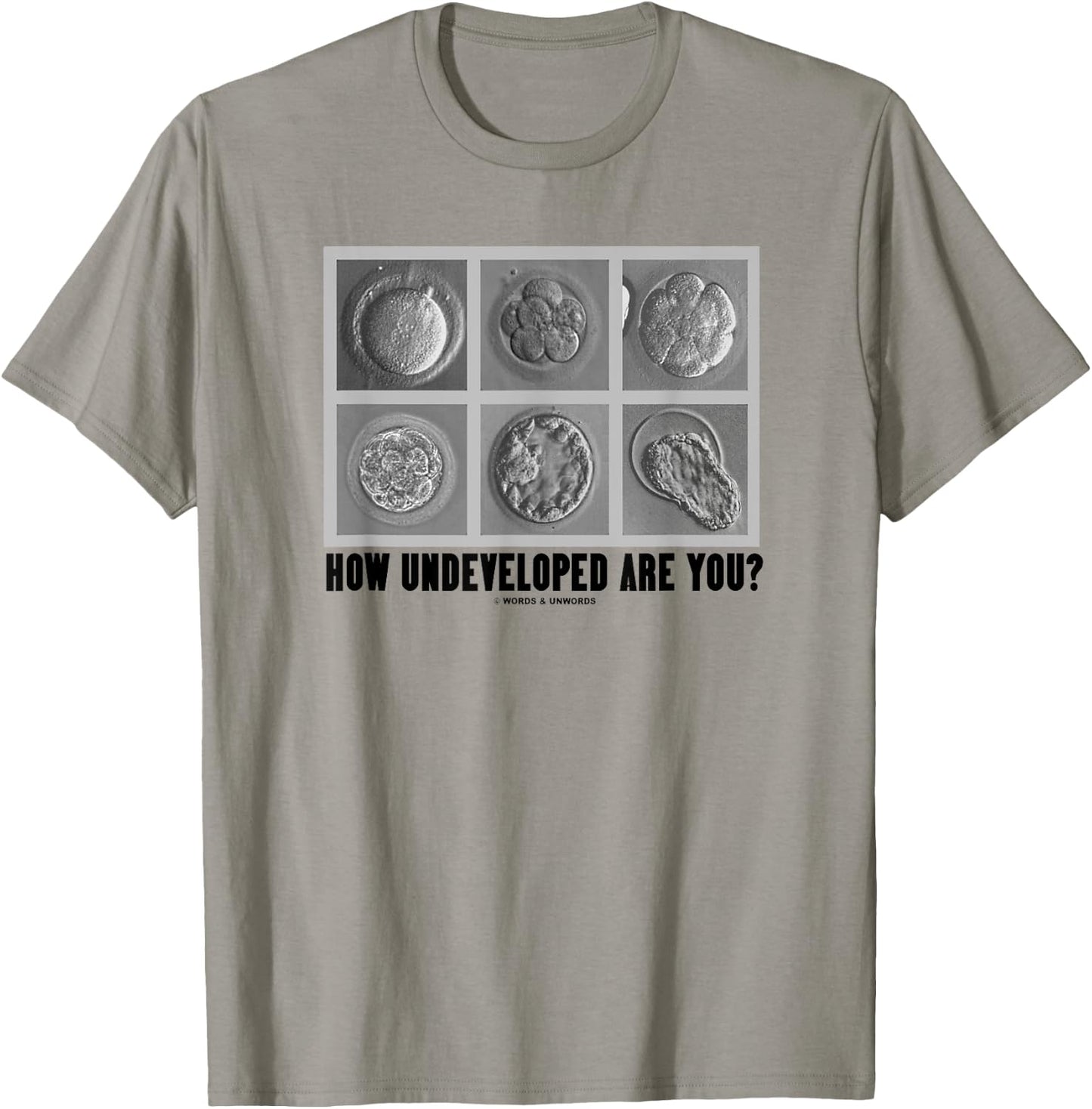 How Undeveloped Are You? Embryos Zygotes Embryology Humor T-Shirt - T-Shirt | Sand