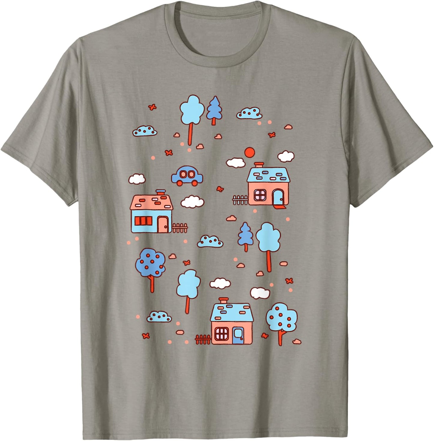 Little House Town Map T-Shirt - T-Shirt | Sand