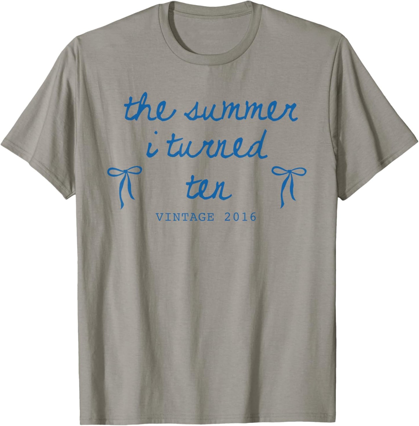 Summer I Turned 10 Vintage 2016 Cute Bow 10th Birthday Girl T-Shirt - T-Shirt | Sand