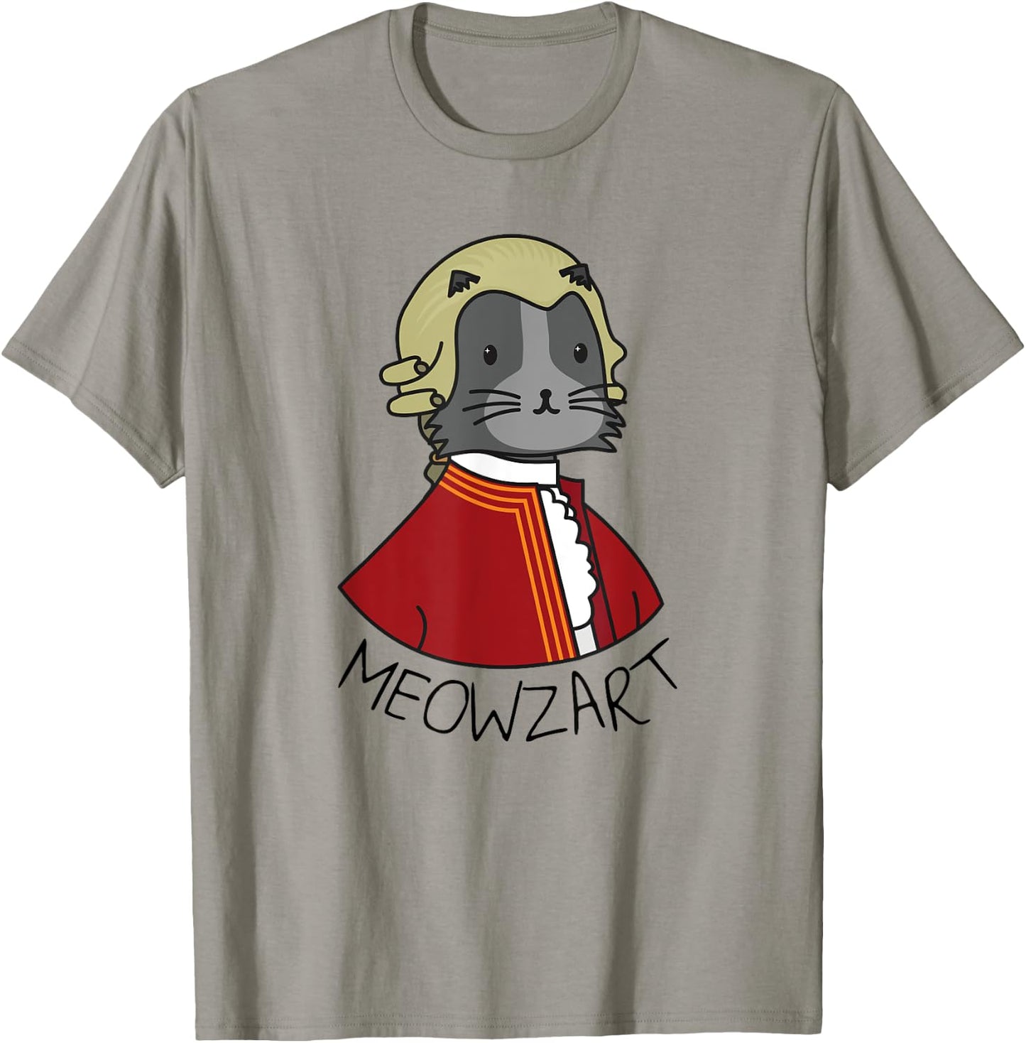 Meowzart | Funny Cat & Classic Music Mozart Men Women Kids T-Shirt - T-Shirt | Sand