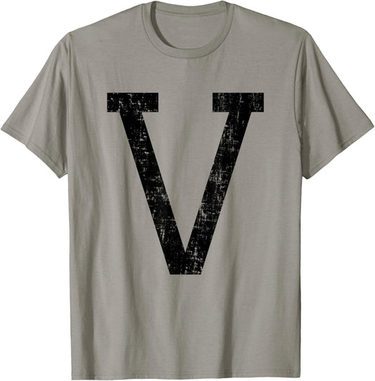 Letter V Capital Alphabet Initial School College Varsity T-Shirt - T-Shirt | Sand