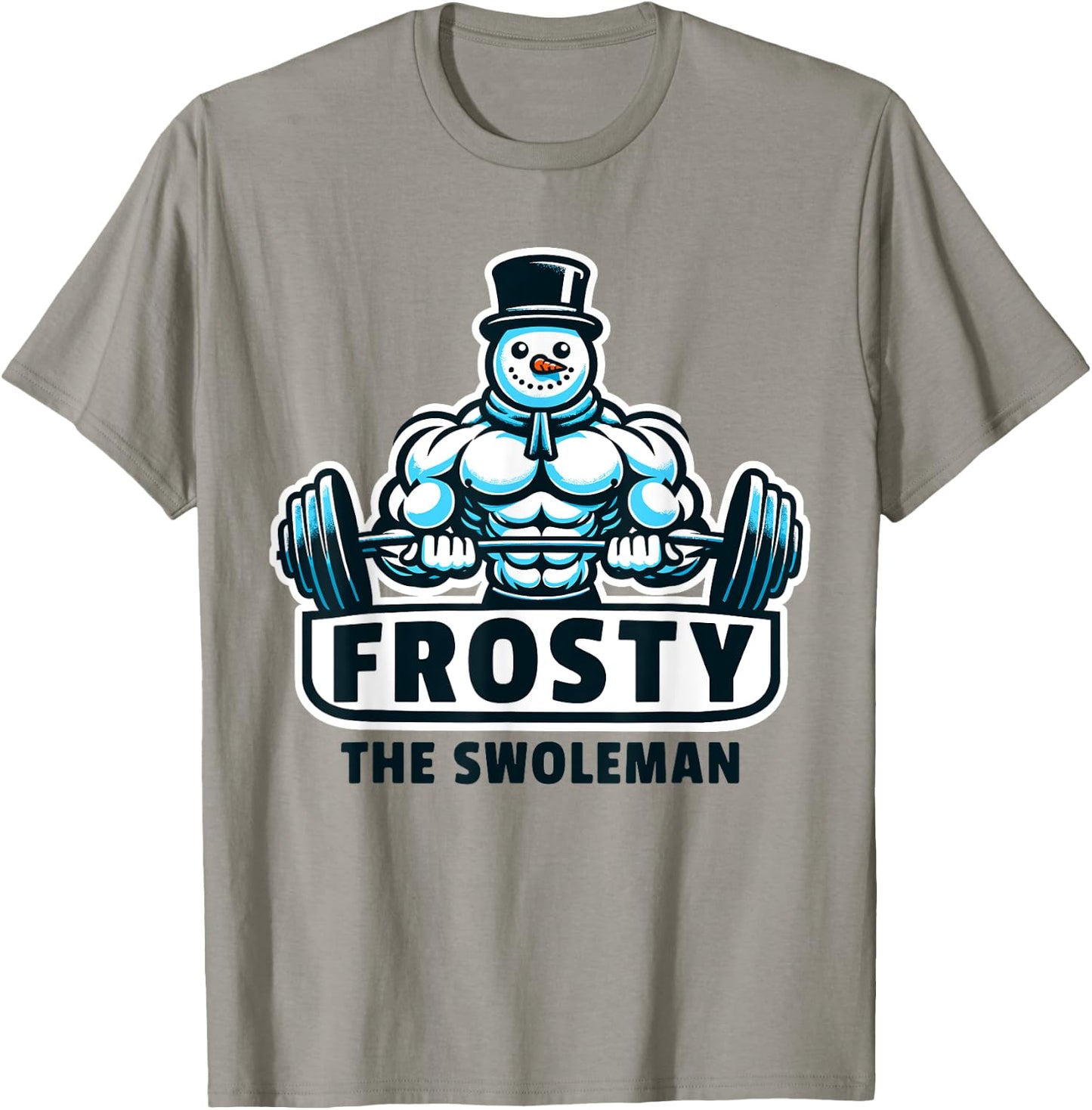 Frosty Swoleman Funny Christmas Workout Gym Weight Lifting T-Shirt - T-Shirt | Sand
