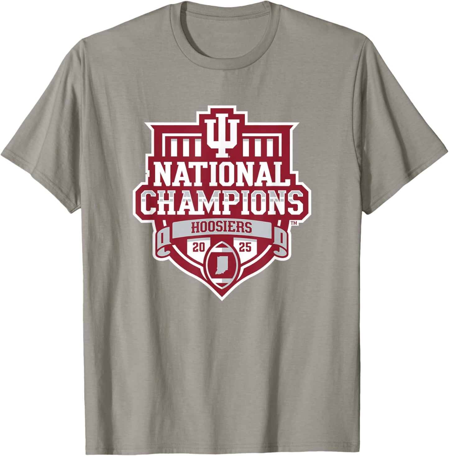 Indiana Hoosiers National Champs 2025 Football Official Gray T-Shirt - T-Shirt | Sand