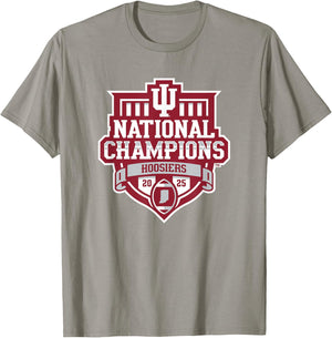 Indiana Hoosiers National Champs 2025 Football Official Gray T-Shirt - T-Shirt | Sand